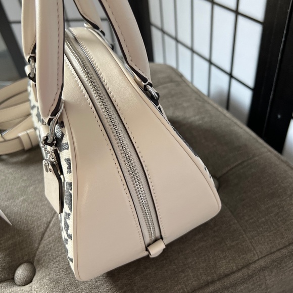 COACH Silver/Cream/Black Sydney Satchel With Houndstooth Print - Picture 3 of 7